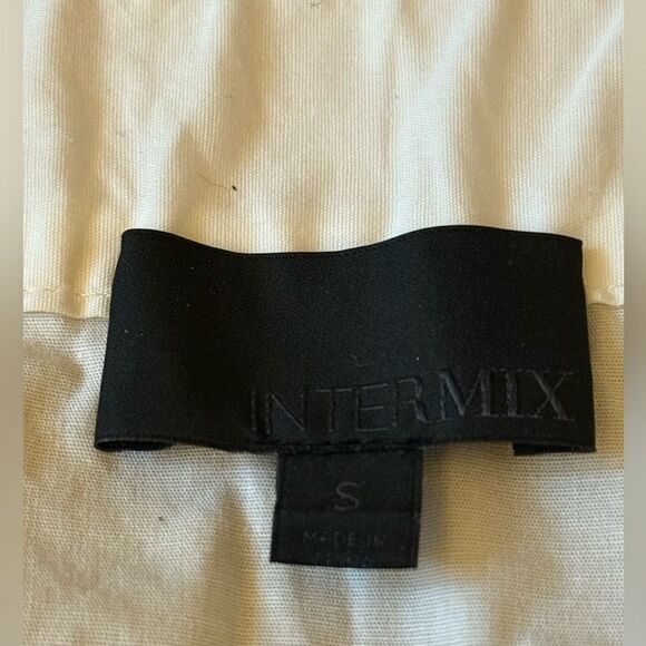 Intermix White Off the Shoulder Blouse with Eyelet Tiered Bell Long Sleeve. - Picture 3 of 4